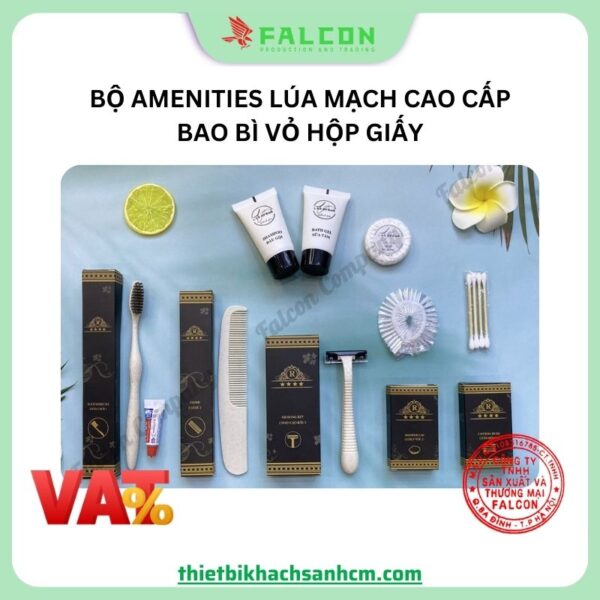Bộ amenities lúa mạch cao cấp đóng túi kraft nâu khách sạn 4-5 sao