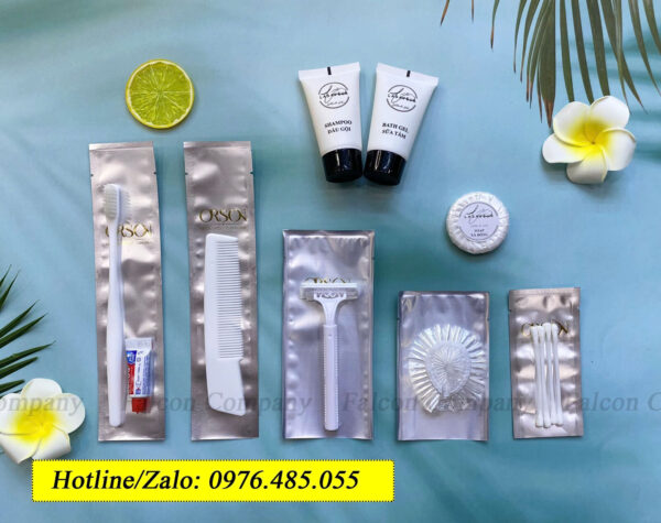 Bộ Amenities trắng túi màng nhôm Falcon