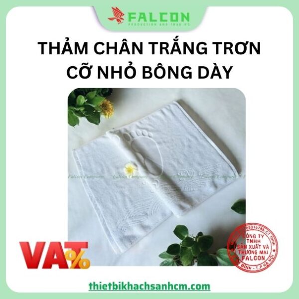 Thảm chân trắng trơn cỡ nhỏ bông dày 40 - 60cm