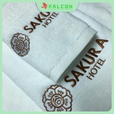 Sản phẩm khăn tắm cỡ vừa 60 - 120cm thêu logo khách sạn